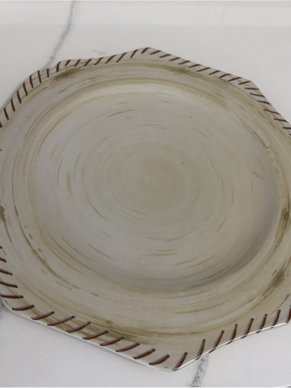 Lenox Cream and Brown Octagonal Dinner Plate